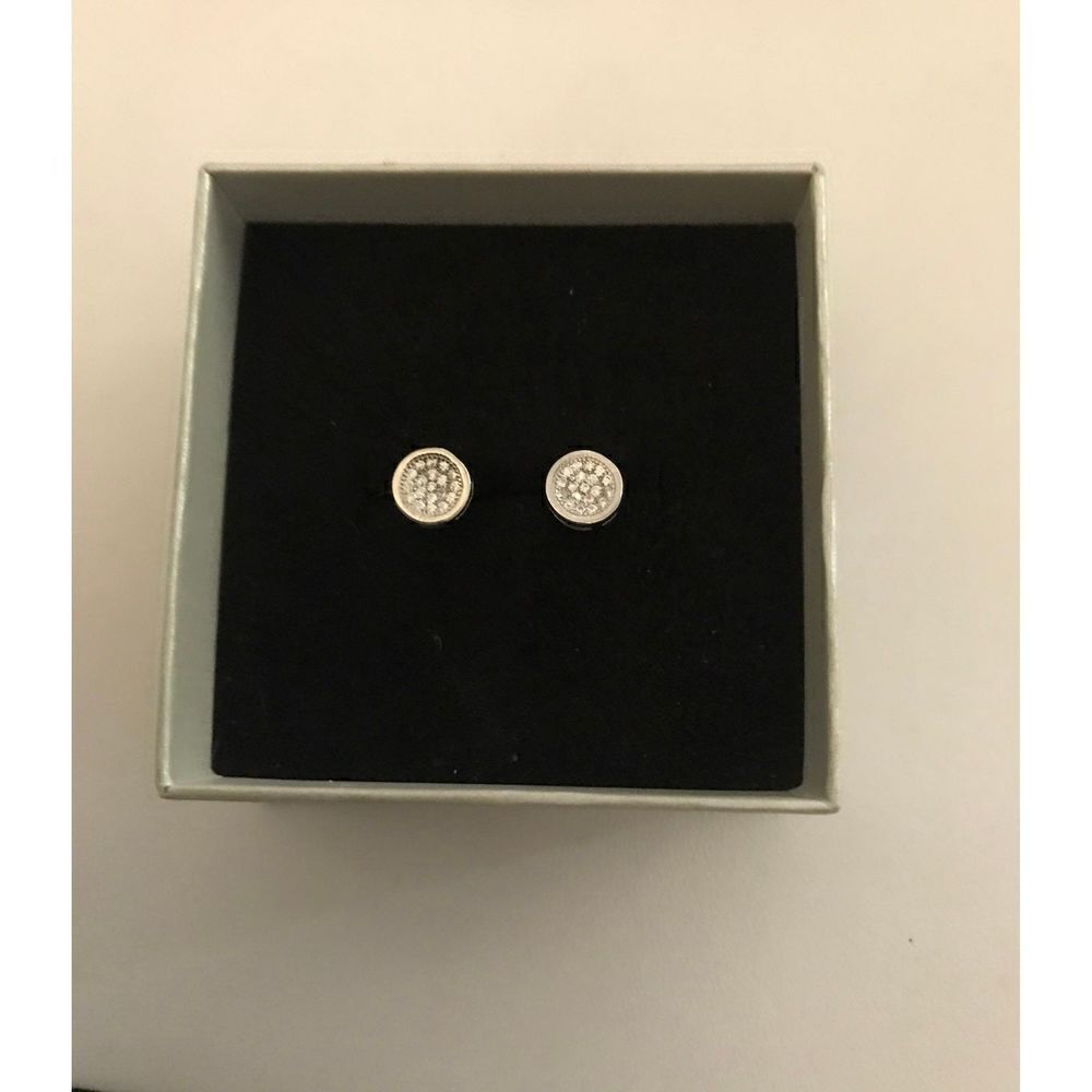 Sparkling 1Ct. Pave Bezel Set Sim Diamond Cluster Stud Earrings~.925 Sterling